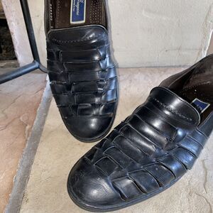 🔥 Bragano Mens Woven Black Leather Size 11 Shoes Italy Hans Cole Loafers